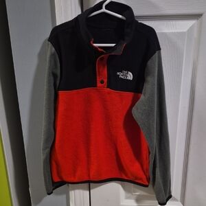 The North Face Kids Black and Red Fleece Halfzip